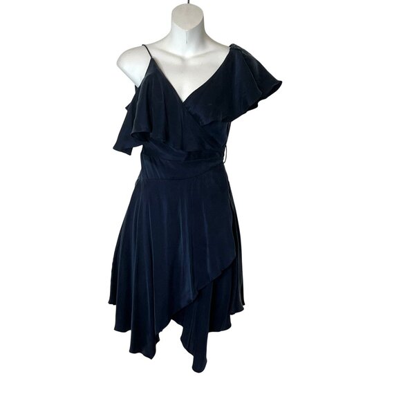 Zimmermann One-Shoulder Ruffled SIlk Wrap MIdi Dress Size 0 - Picture 2 of 11